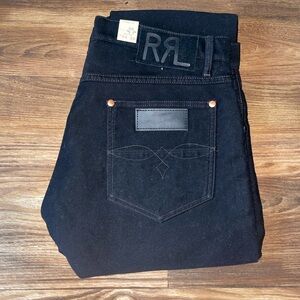 RRL Black Brushed Cotton Jeans